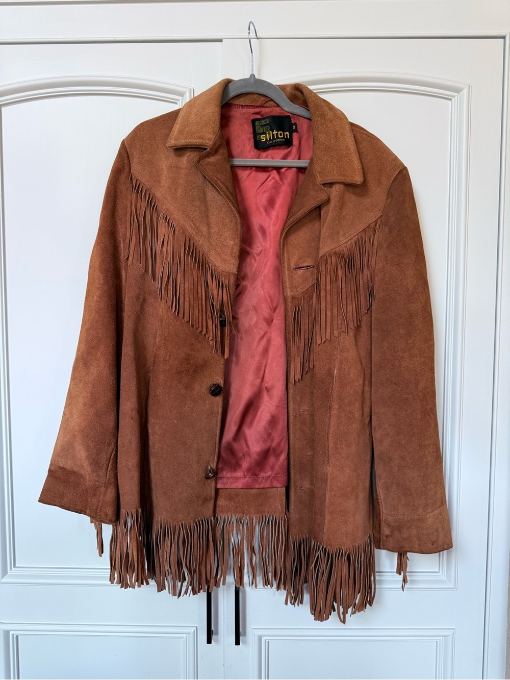 Vintage Real Suede Fringe Western Jacket in Chestnut Brown